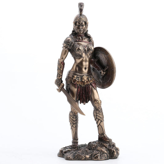 Unicorn Studio Veronese Design 9" Tall Amazon Warrior Wielding Sword and Shield Cost Cast Bronzed Resin Sculpture Collectible Figurine Greek Roman Spartan Gift