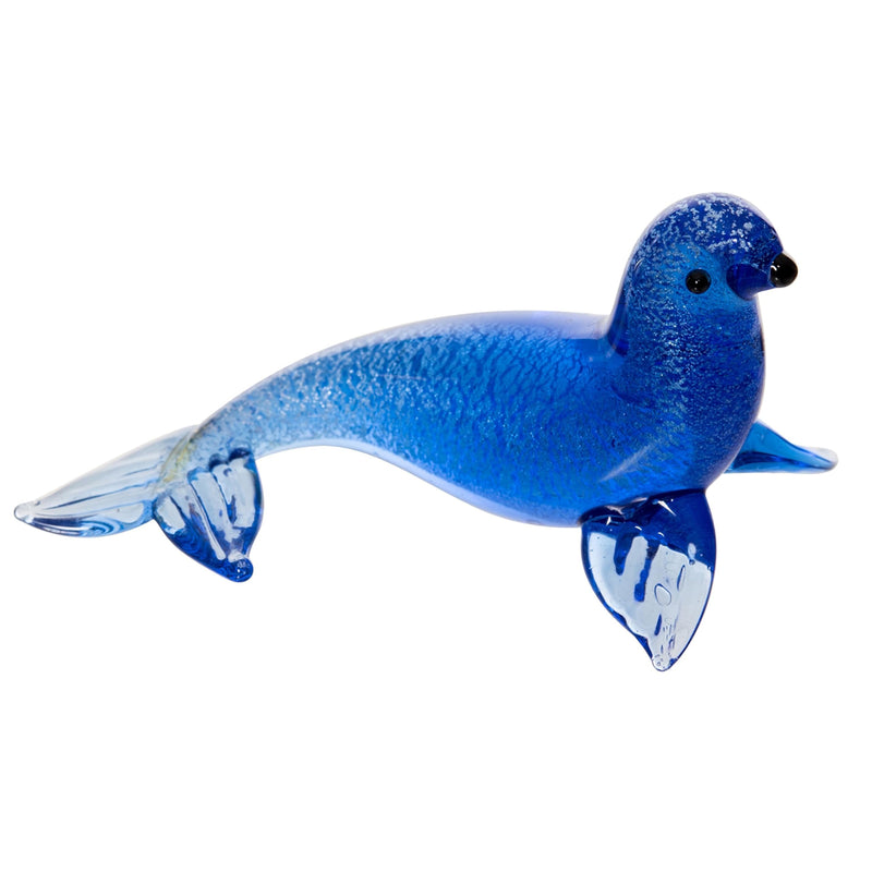 Beachcombers Sea Lion Figurine, 2.17 Inch Length, Blue, Glass, Home, Home Décor