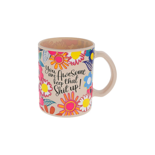 Pavilion Gift Company Drinking Cup, 18 Ounces, Tan, White, Yellow, Pink, Blue, G
