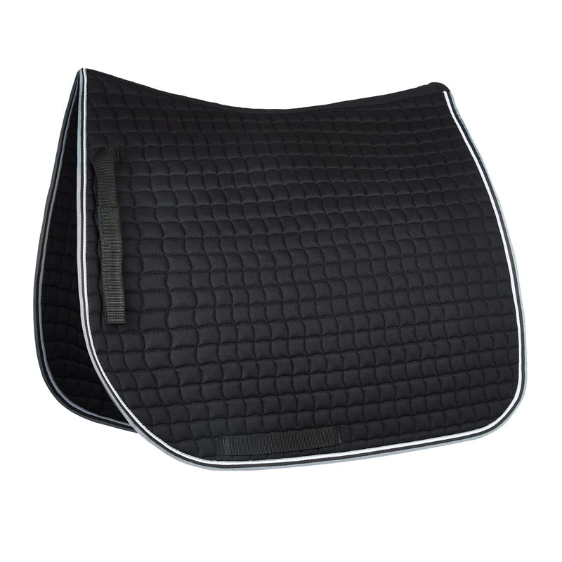 HORZE Adepto Quilted Quick-Dry Dressage Saddle Pad for Horses with Two-Tone Trim - Black - Horse