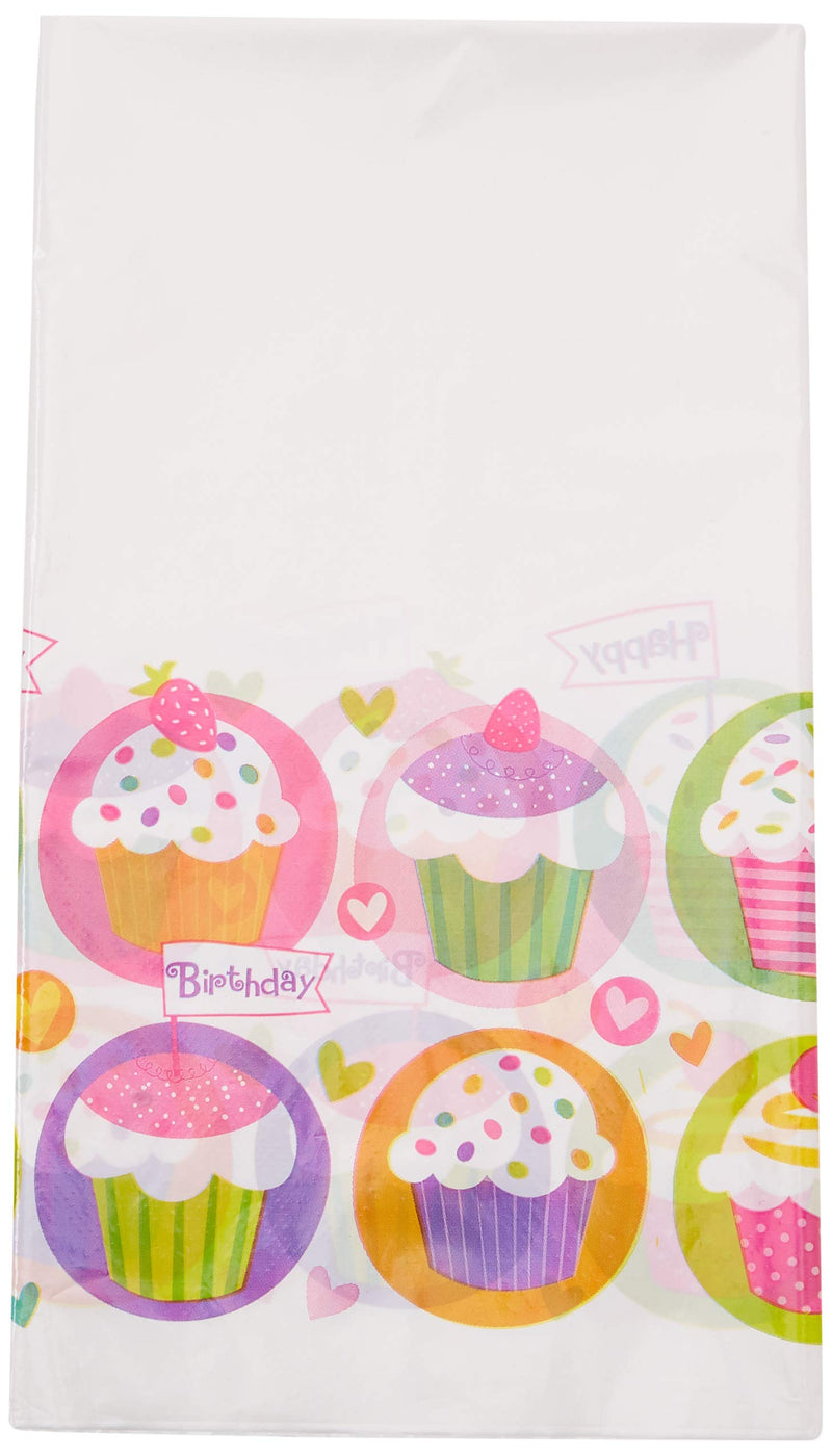 Multicolor Cupcake Party Plastic Table Cover (54&quot; x 84&quot;) 1 Piece - Perfect for Birthday &amp; Celebrations