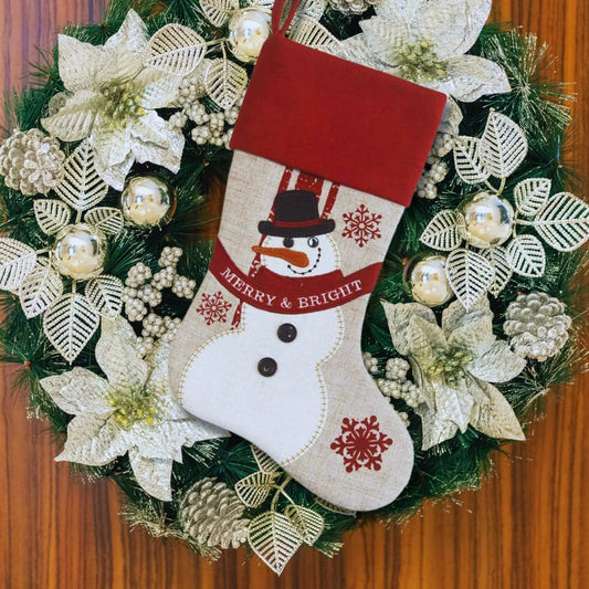 Comfy Hour 18x11 Inch Christmas Stocking, Snowman Holiday Decor