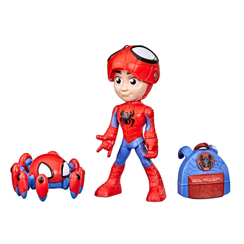 Spidey and His Amazing Friends Hero Reveal 2-Pack, 4-Inch Marvel Action Figures Mask-Flip Feature, Spidey and Trace-E, Kids Easter Basket Stuffers or Gifts, Ages 3+