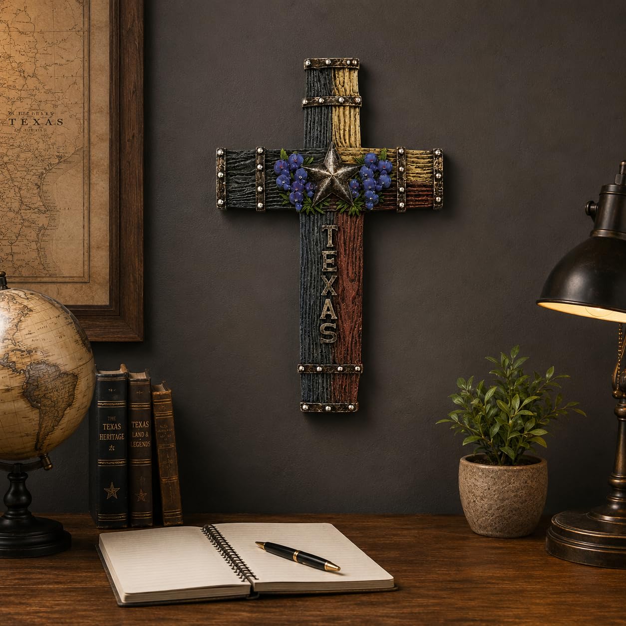 Comfy Hour 14 Inch Texas Cross for Wall, Lone Star Decor, 1 Piece