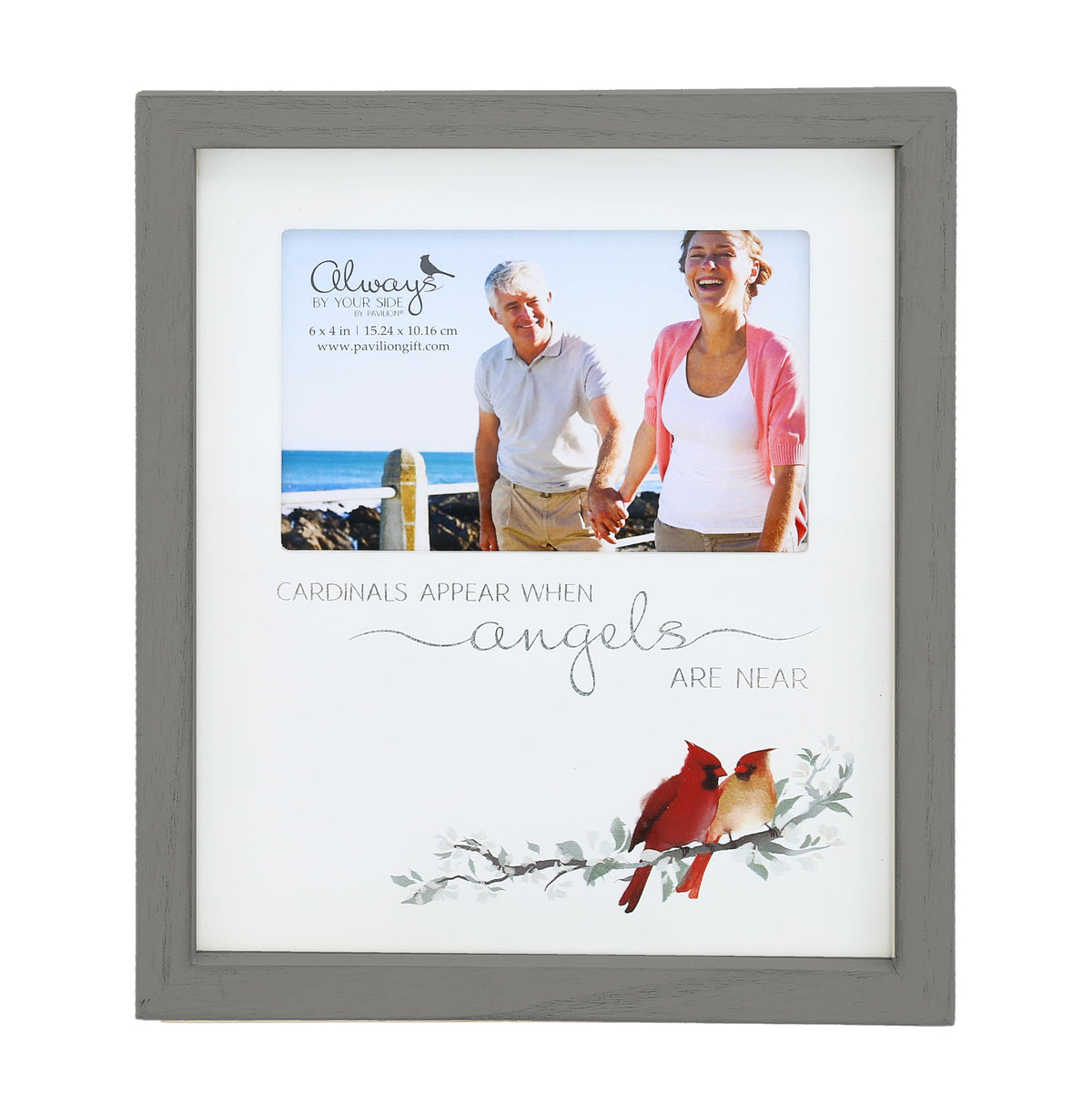 Pavilion Gift Company - Cardinals Appear When Angels Are Near - 6" x 4" Horizontal Picture Photo Portrait Frame Bereavement In Memory Memorial Loss Of Loved One Gift Calling Hours Funeral Present
