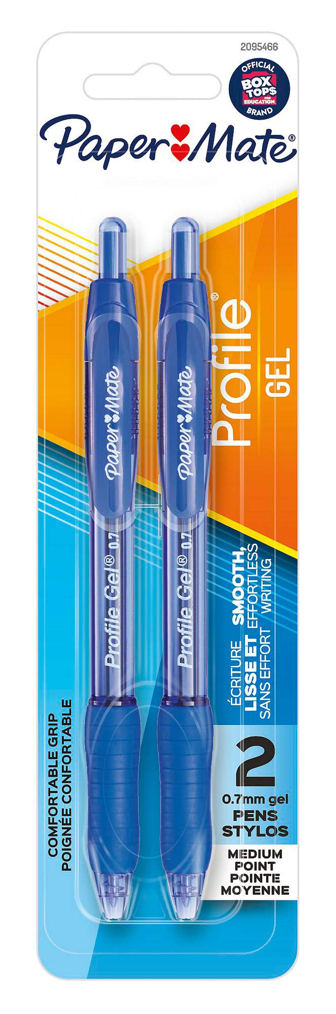 Paper Mate Gel Pen, Profile Retractable Pen, 0.7mm, Blue, 2 Count