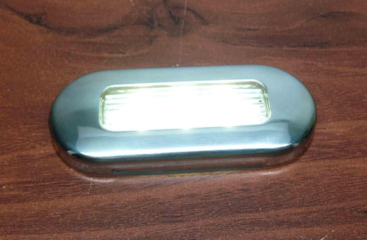 Pactrade Marine Marine Boat LED White Oblong Shape Courtesy Light 3" BY1.25 Stainless Steel Rim