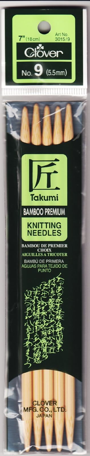 Clover 72690 Bamboo Double Point Knitting Needles 7 in. 5-Pkg-Size 9