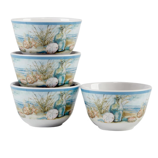 Certified International Coastal Landscape Dip Bowl Set, 4-inch Diameter, Set of 4, For Everyday Use, Kitchen Accessories, Party Celebration