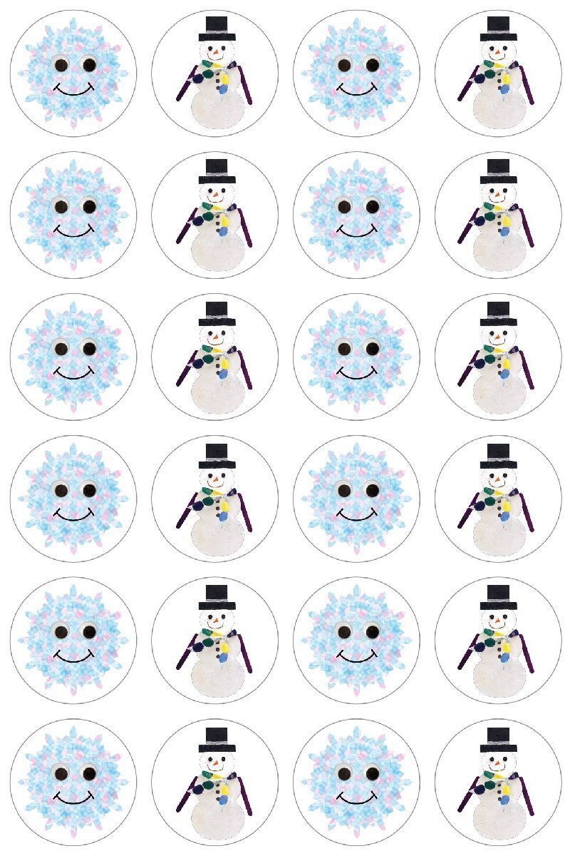 Hygloss Products Winter Christmas Snowflakes and Snowmen Stickers - 72 Stickers - 1 Inch, 3 Sheets