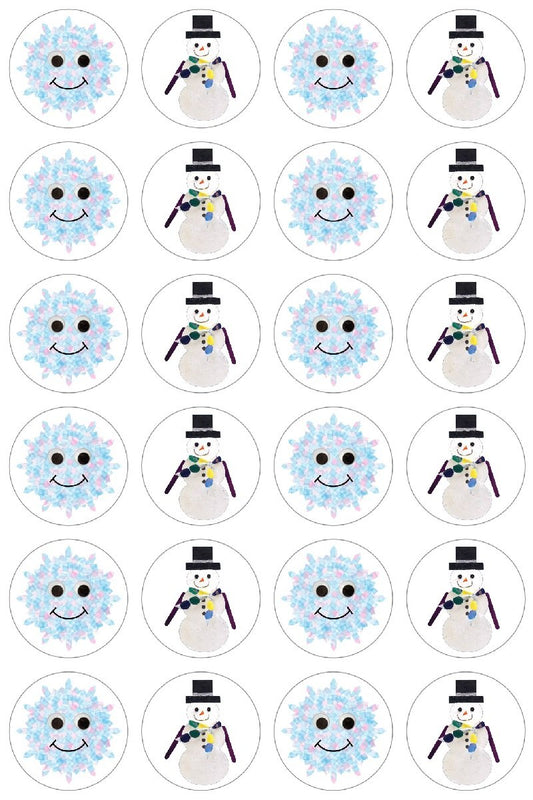 Hygloss Products Winter Christmas Snowflakes and Snowmen Stickers - 72 Stickers - 1 Inch, 3 Sheets