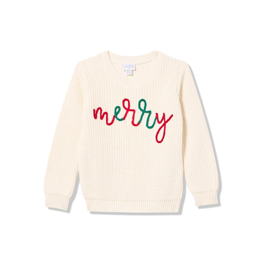 Mud Pie Sweater, White, Kids Christmas Merry Sweater
