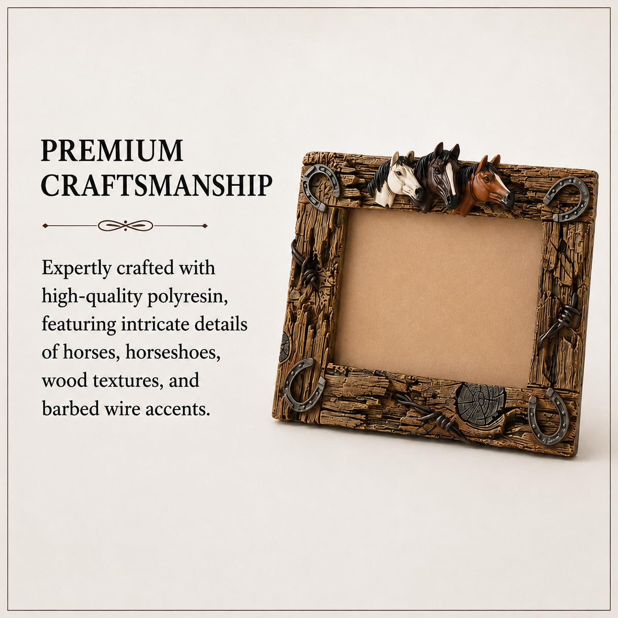 Comfy Hour 10.7 Inch Horse Picture Frame, Western Photo Frame