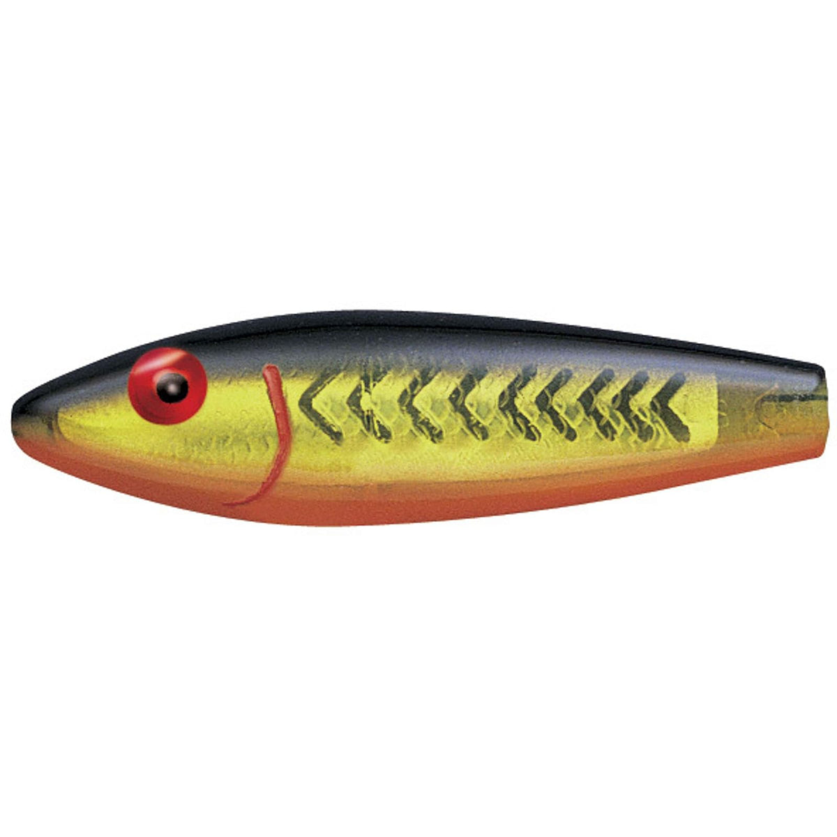 MirrOLure Fishing Hook, 3 5/8in 1/2oz, Black Bk/Org/Silver