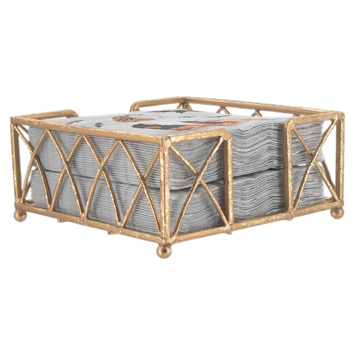 Boston International Napkin Holder, 5.25 x 5.25-Inches, Gold Leaf