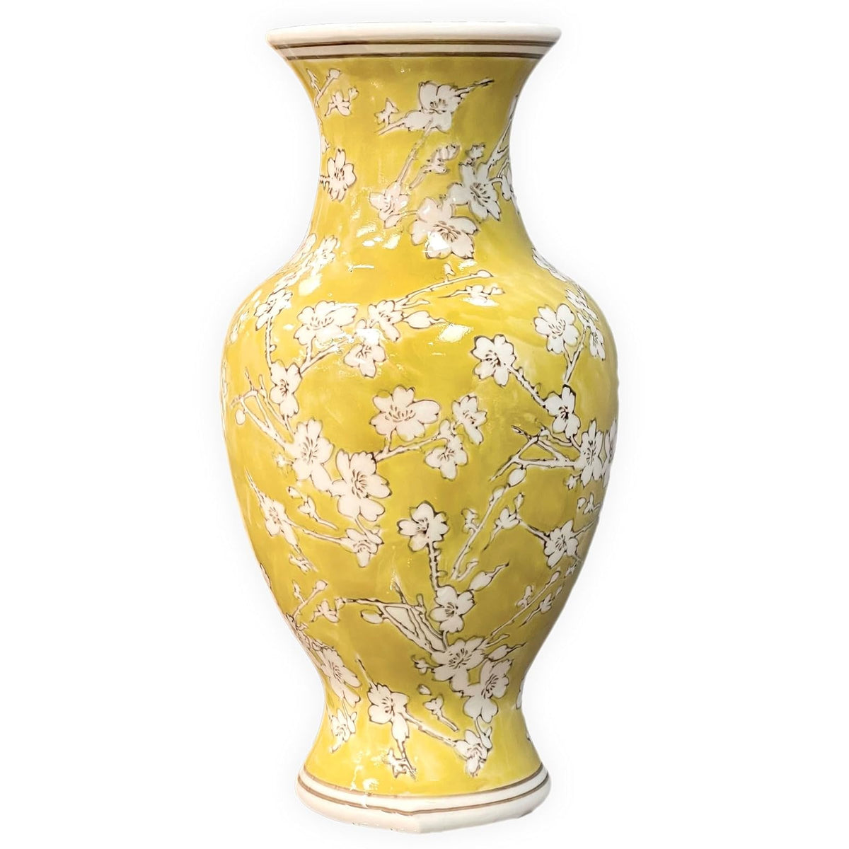 Galt International Vase, Yellow & White, Asian