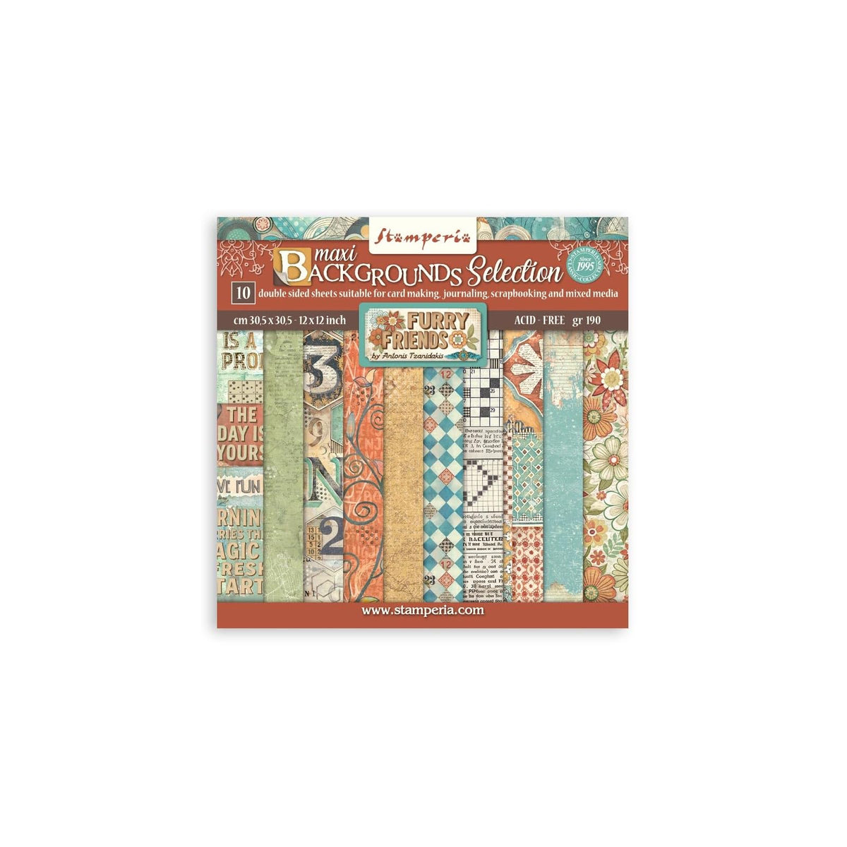 Stamperia Sheet Paper, Large Scrapbook Pad (Background Selections), multi-colour