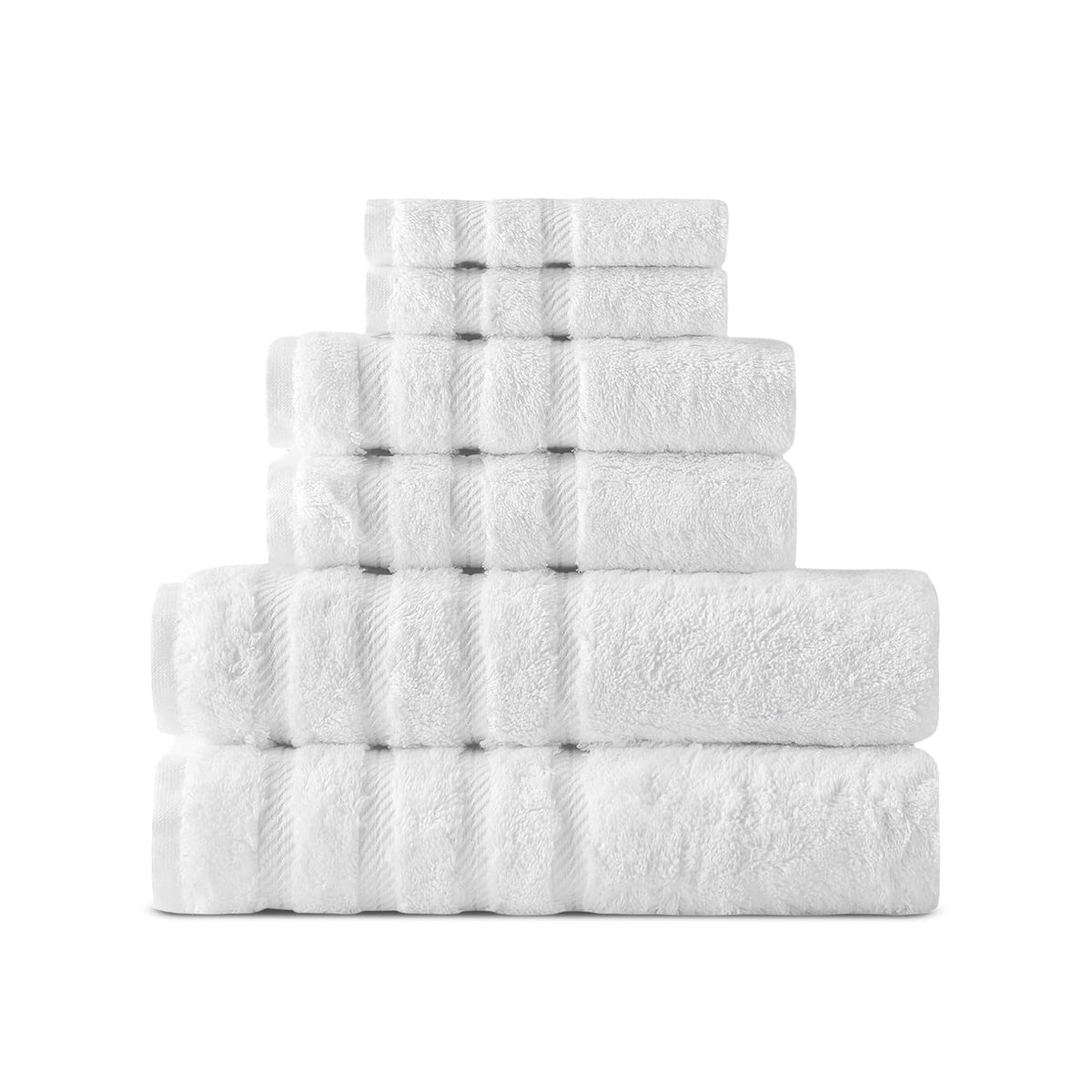 Classic Turkish Towels Towel, 6-Piece Cotton USA Towel Set, White