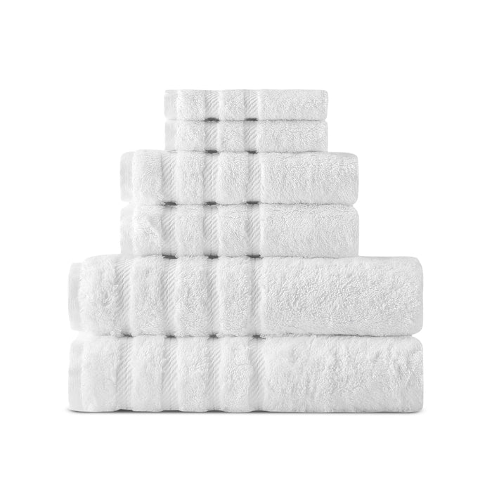 Classic Turkish Towels Towel, 6-Piece Cotton USA Towel Set, White
