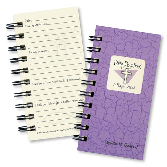 Journals Unlimited Daily Devotions, A Prayer Journal - MINI Lilac Hard Cover (prompts on every page, recycled paper, read more...)
