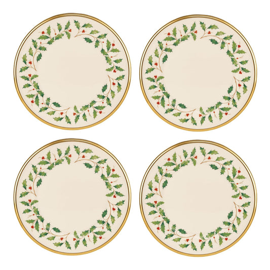 Lenox Dishware Plate, 4 Count, Red & Green