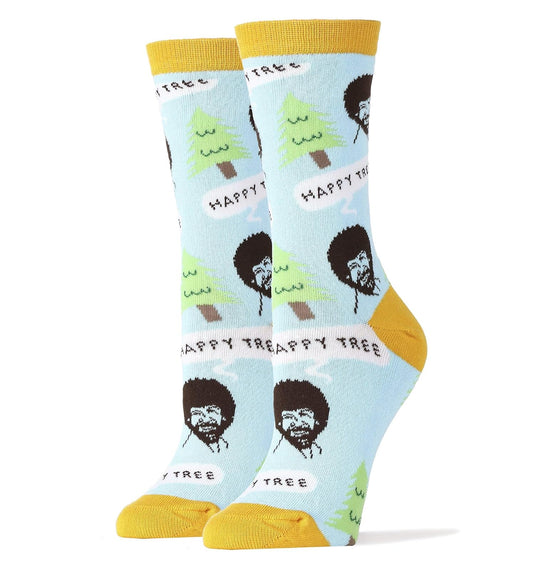 Oooh Yeah Socks Women's Novelty Crew Socks, Oooh Yeah Exclusive Funny Socks for Bob Ross, Crazy Silly Socks