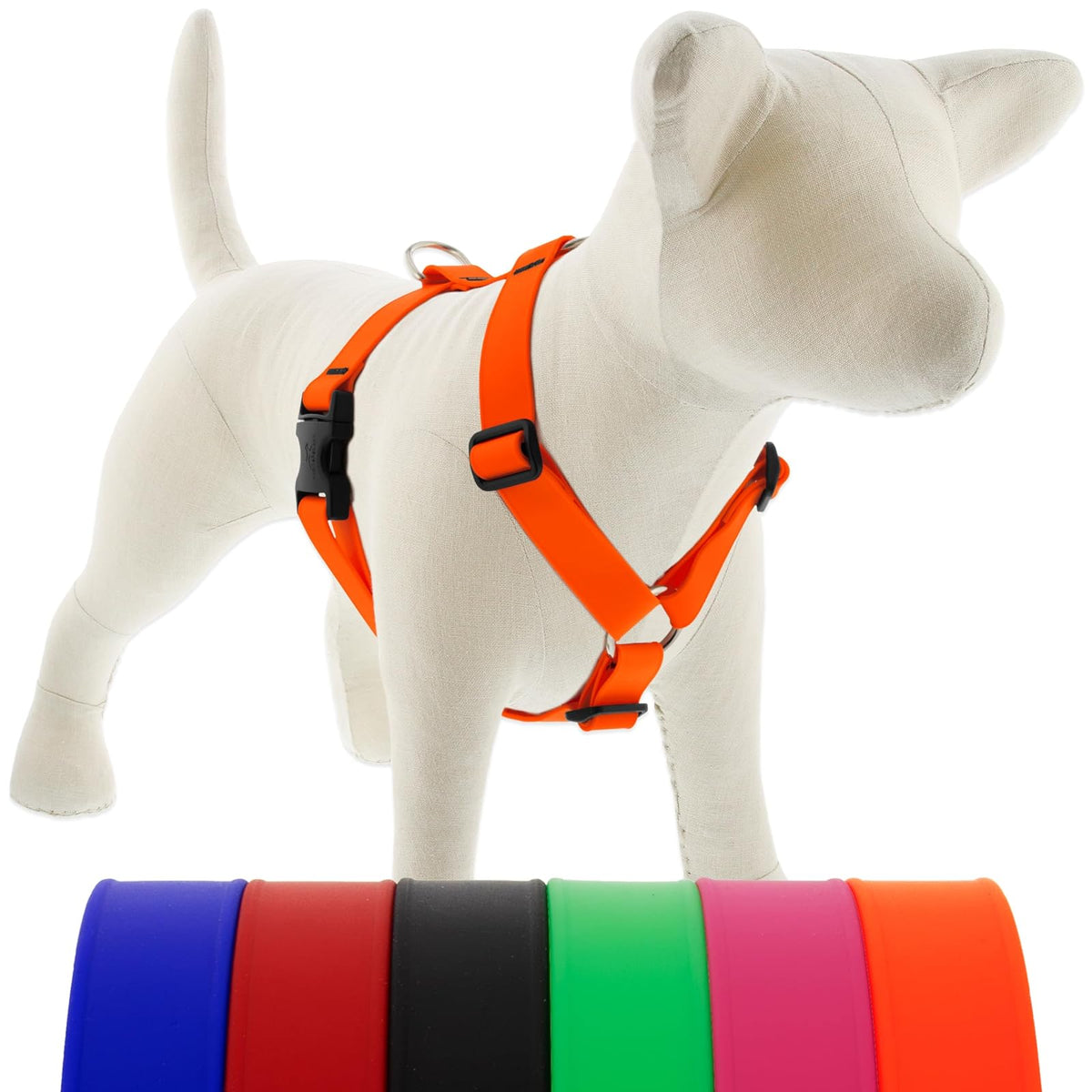 LupinePet Animal Harness, Large: Girth Adjusts from 24 to 38 in, 1-in Wide, Neon