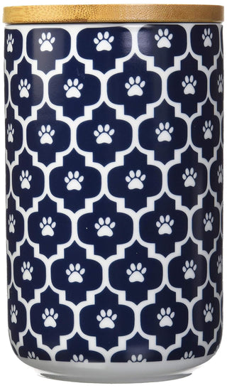 DII Design Bone Dry Lattice Collection Pet Bowl & Canister, Canister - 4 x 4 x 6.5", Nautical Blue