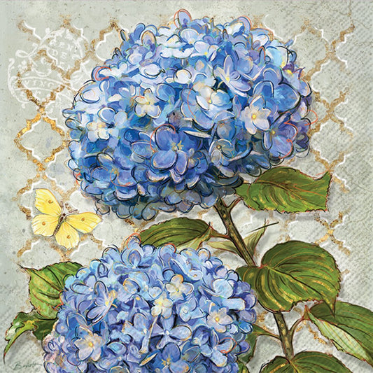 Boston International Celebrate the Home Floral 3-Ply Paper Cocktail Napkins, Blue Heirloom Flowers, 20-Count