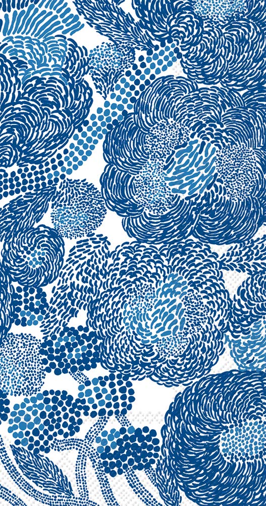 Boston International IHR Marimekko 16-Count Guest/Dinner 3-Ply Paper Napkins, 8.5 x 4.5-Inches, Mynsteri Cream Blue