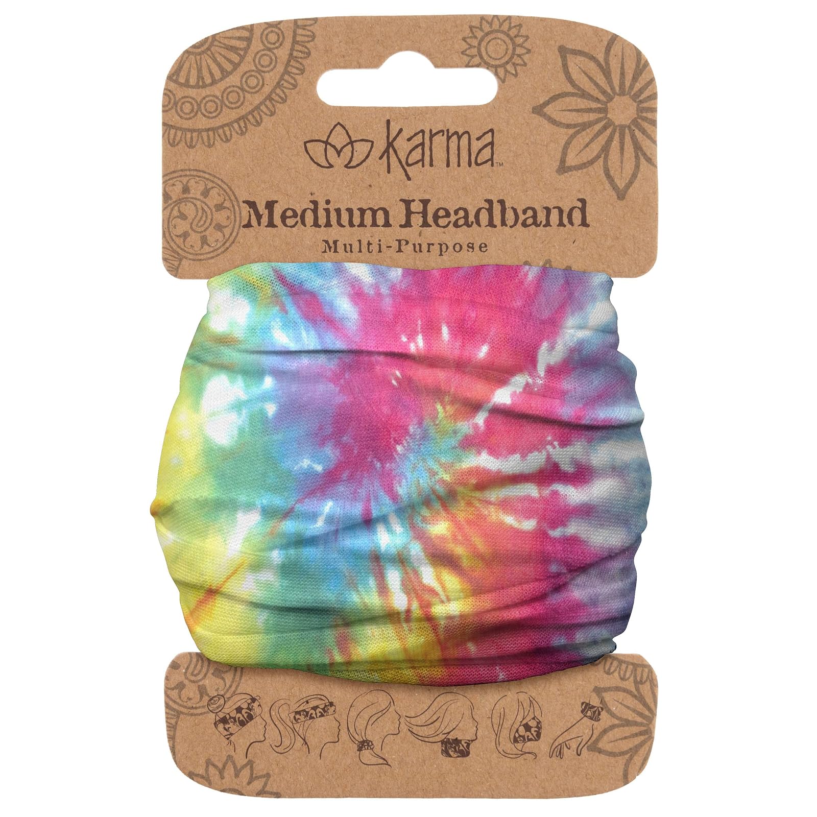 Karma Gifts Half Headband, Multi Color Tie Dye