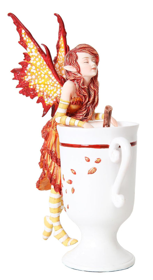 Pacific Trading PTC 6.25 Inch Cider Fairy with Mug and Cinnamon Stick Statue Figurine