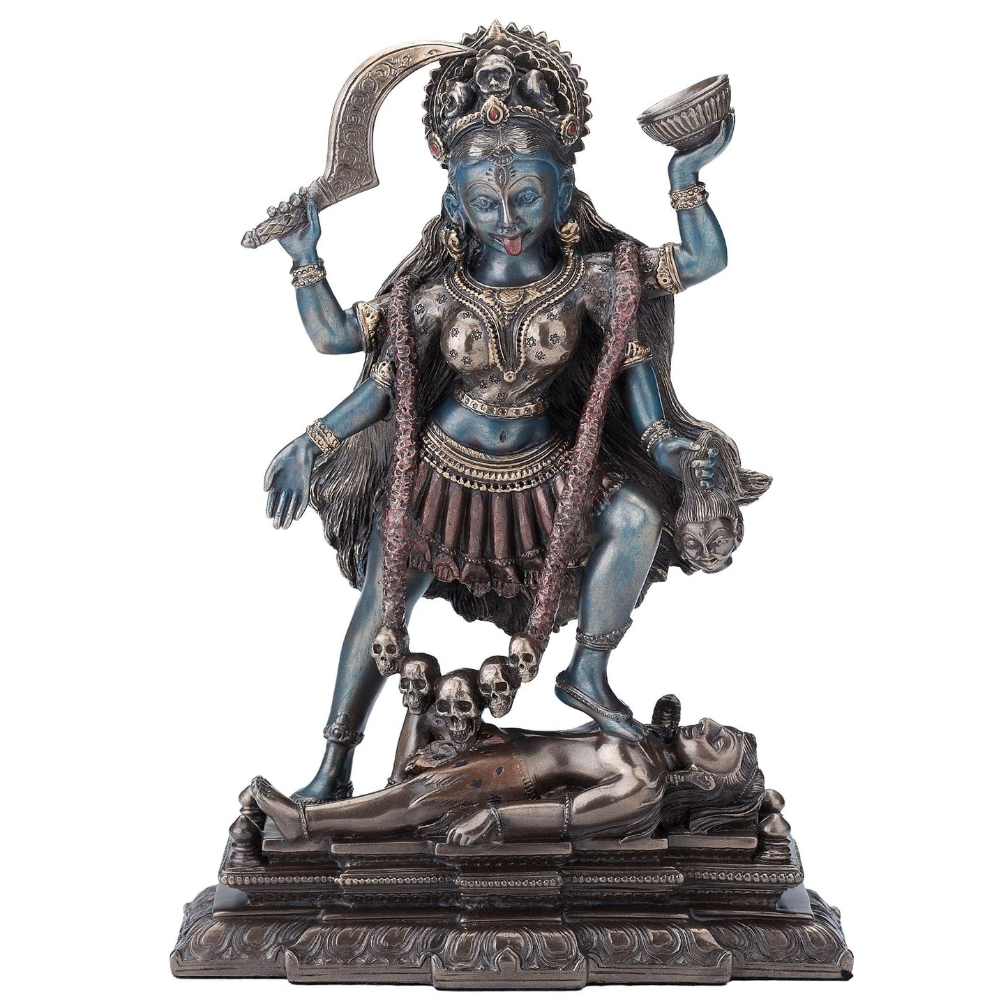 Unicorn Studio VERONESE Kali Standing on Shiva's Chest Statue Sculpture - Hindu Goddess of Time and Death Figurine