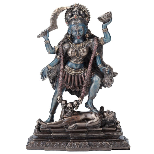 Unicorn Studio VERONESE Kali Standing on Shiva's Chest Statue Sculpture - Hindu Goddess of Time and Death Figurine