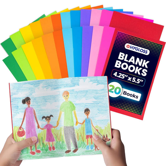 Hygloss Products Colorful Blank Books  Books for Journaling, Sketching, Writing & More  Great for Arts & Crafts - 10 Assorted Bright, Fun Colors - Pocket-Size - 4.25 x 5.5 Inches - 20 Pack