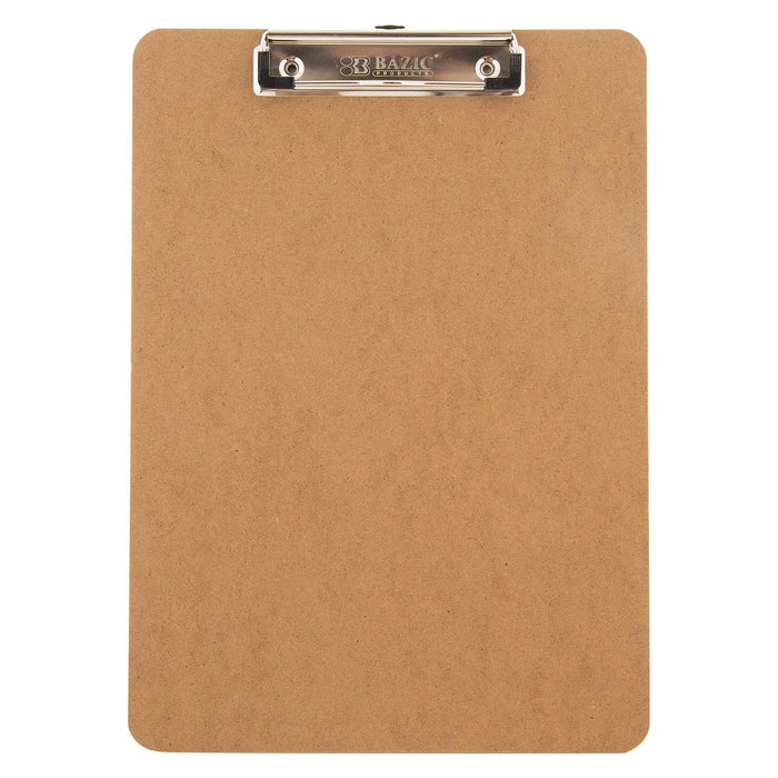 BAZIC Standard Size Hardboard Clipboard w/ Low Profile Clip for School, Home, or Office Supplies