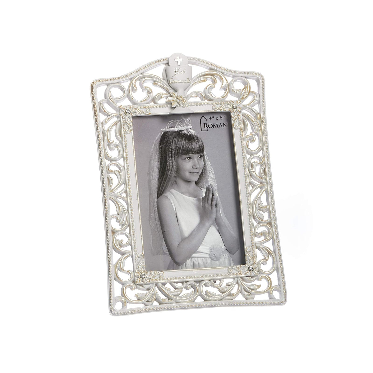 Roman Picture Frame, 4" x 6", White
