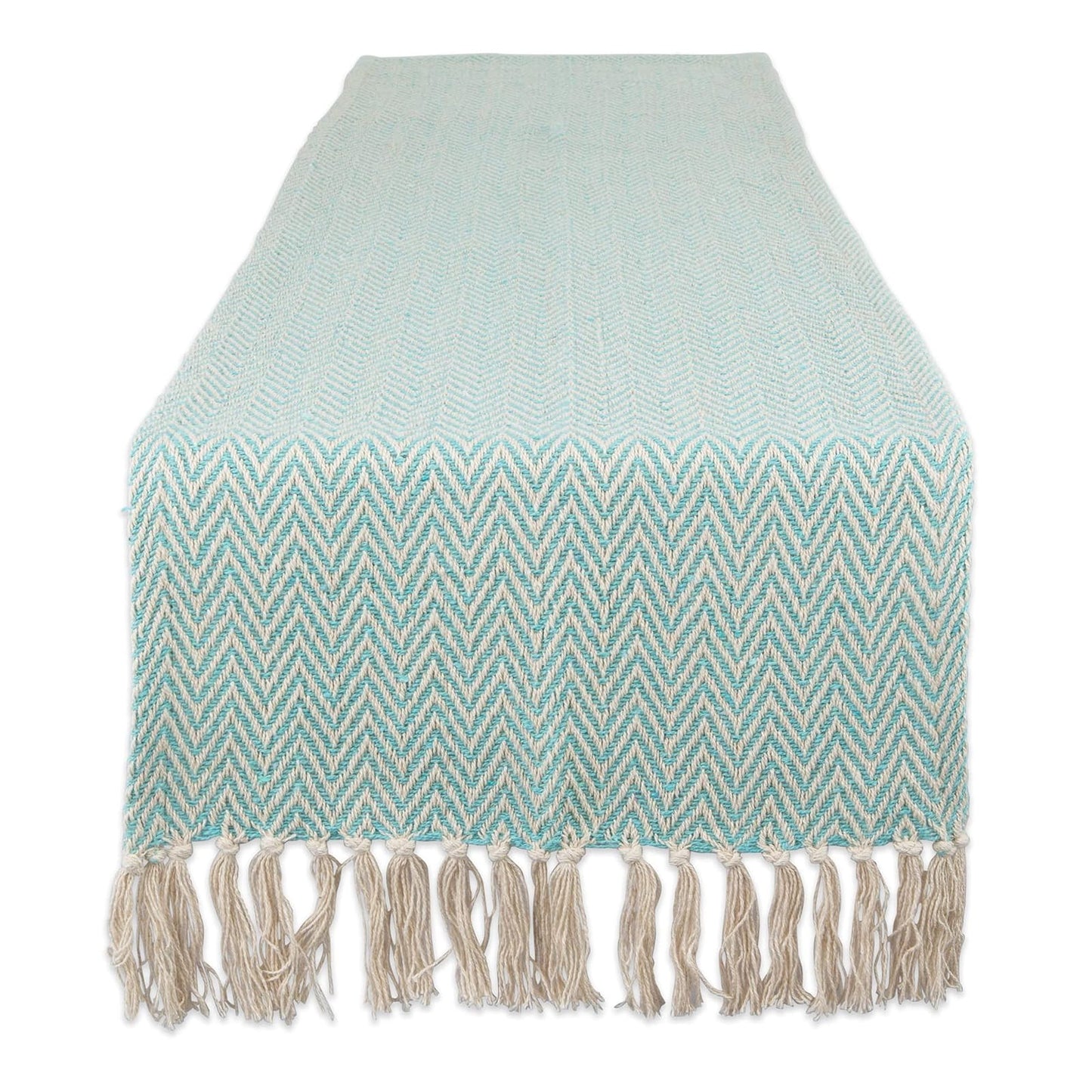 DII Design Woven Basic Tabletop Collection, Chevron Table Runner, 15x108, Aqua