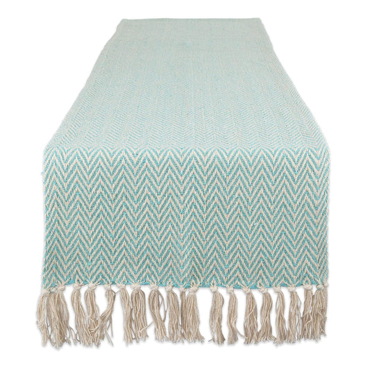 DII Design Woven Basic Tabletop Collection, Chevron Table Runner, 15x108, Aqua