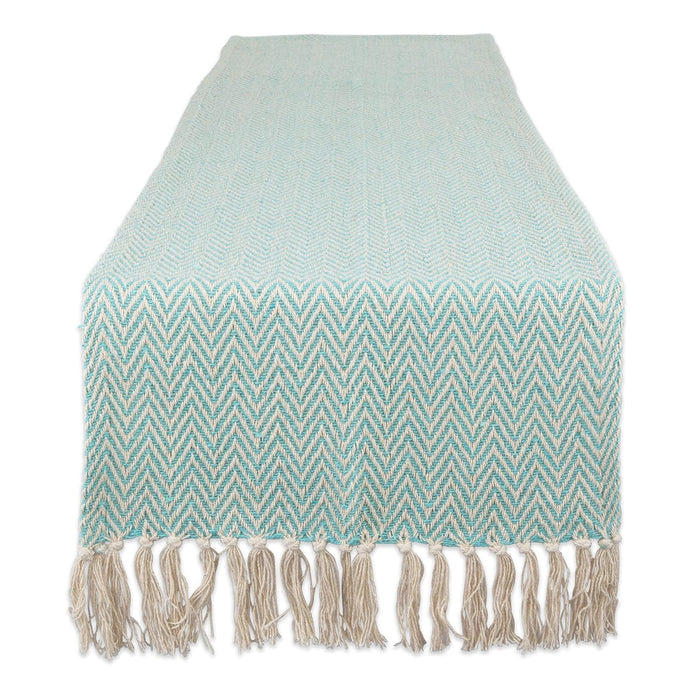 DII Design Woven Basic Tabletop Collection, Chevron Table Runner, 15x108, Aqua