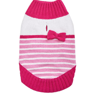 Blueberry Pet Pinky Princess Designer Chenille Dog Sweater with Bow Decor, Back Length 10", Pack of 1 Clothes for Dogs