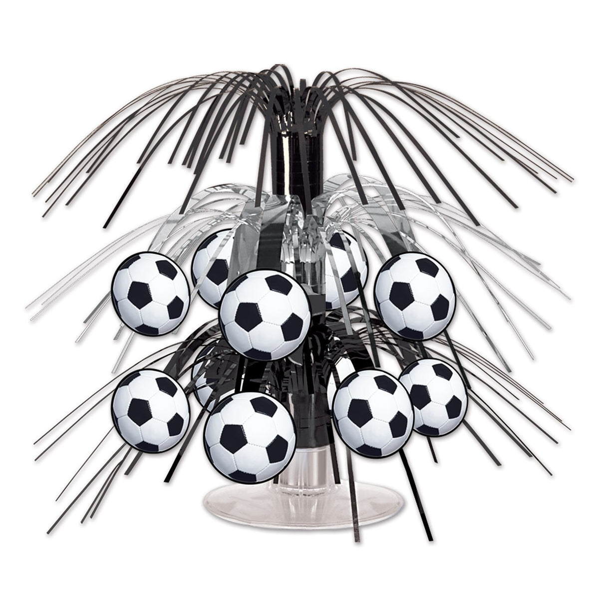 Beistle, Black/Silver/White Soccer Ball Cascade Centerpiece-1 Pc, 71/2-Inch, (54098)