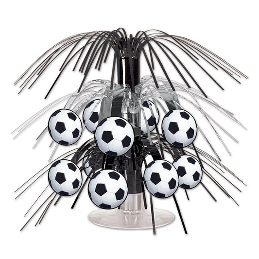 Beistle, Black/Silver/White Soccer Ball Cascade Centerpiece-1 Pc, 71/2-Inch, (54098)