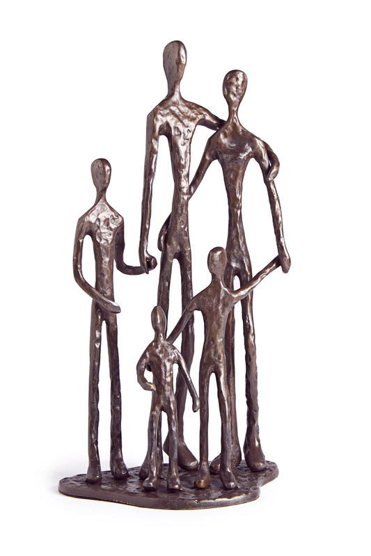 Danya B. Home Shelf D√©cor (ZD11021) - Sand Casted Metal Art Bronze Sculpture Family of Five - Lined with Velveteen