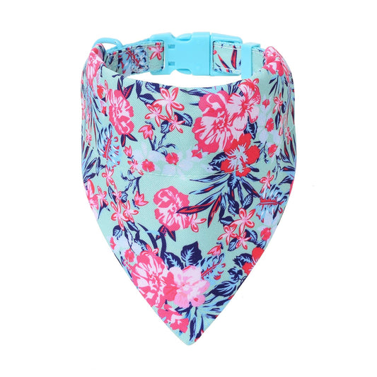 Mile High Life | Natural Wild Flower Collection | Soft Poly Cotton Fabric | Girl Dog Collars | Bandana Collar (Carnation, Bandana w/Collar -S)
