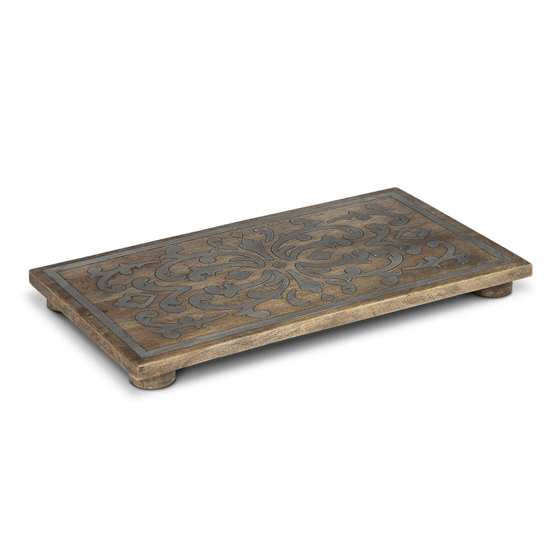 18-Inch Wood and Metal Inlay Heritage Collection Rectangular Trivet