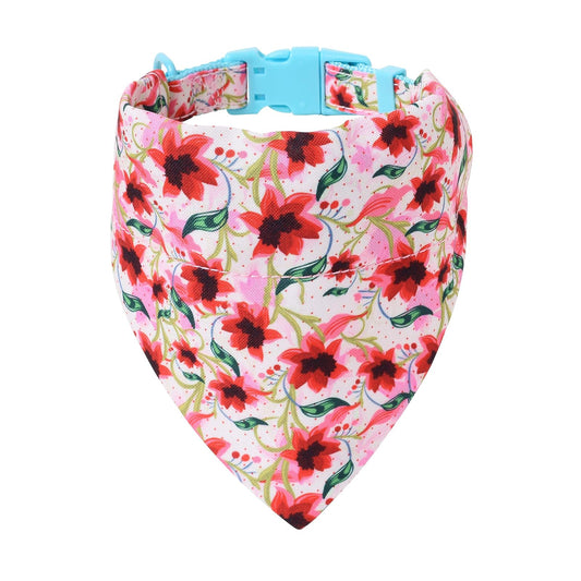 Mile High Life | Natural Wild Flower Collection | Soft Poly Cotton Fabric | Girl Dog Collars | Bandana Collar (Lily, Bandana w/Collar -S)
