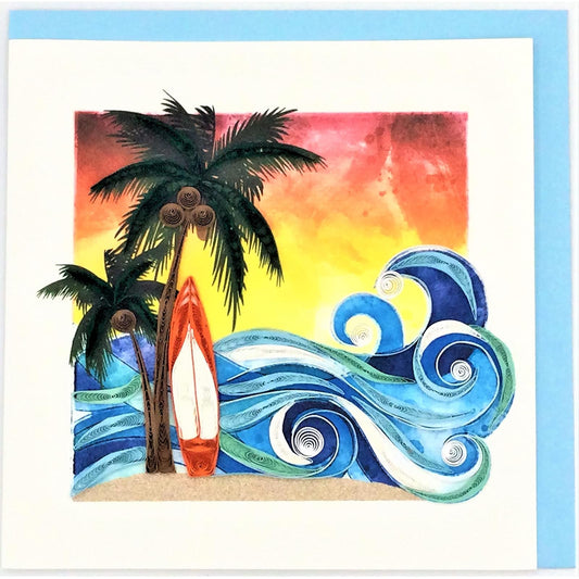 Quilling Greeting Card, 6x6 inches, Blue