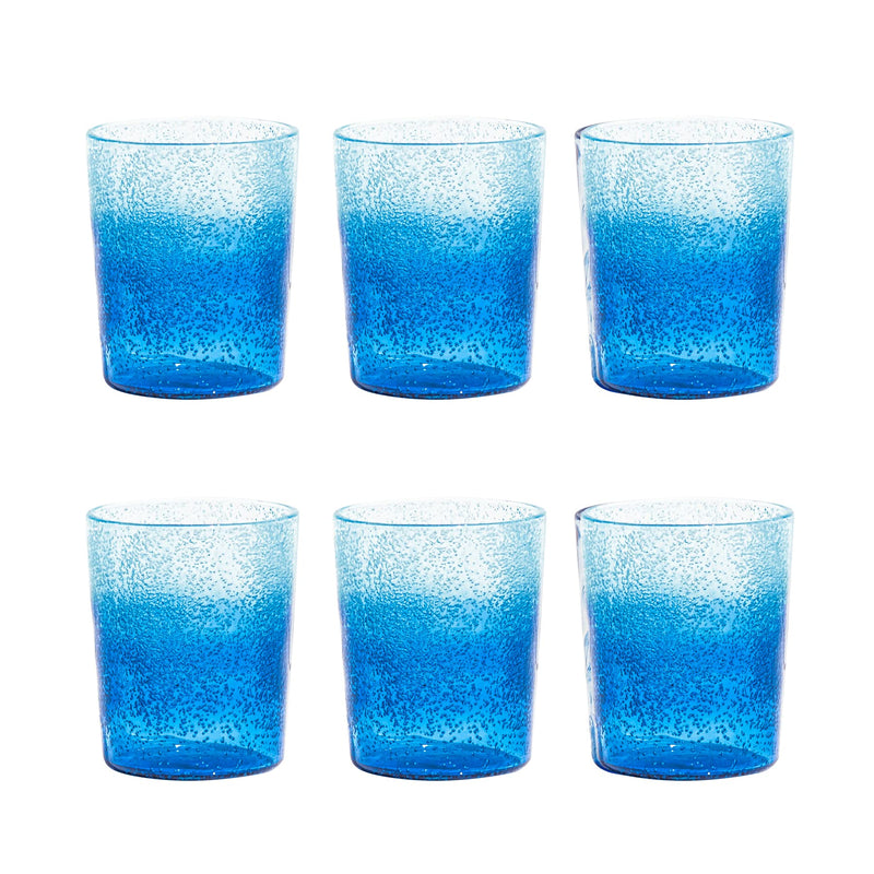 TarHong Oceanic Ombre Premium Acrylic Drinkware Tumbler/Old Fashioned Glass, 12.4 Ounce, Blue, Set of 6