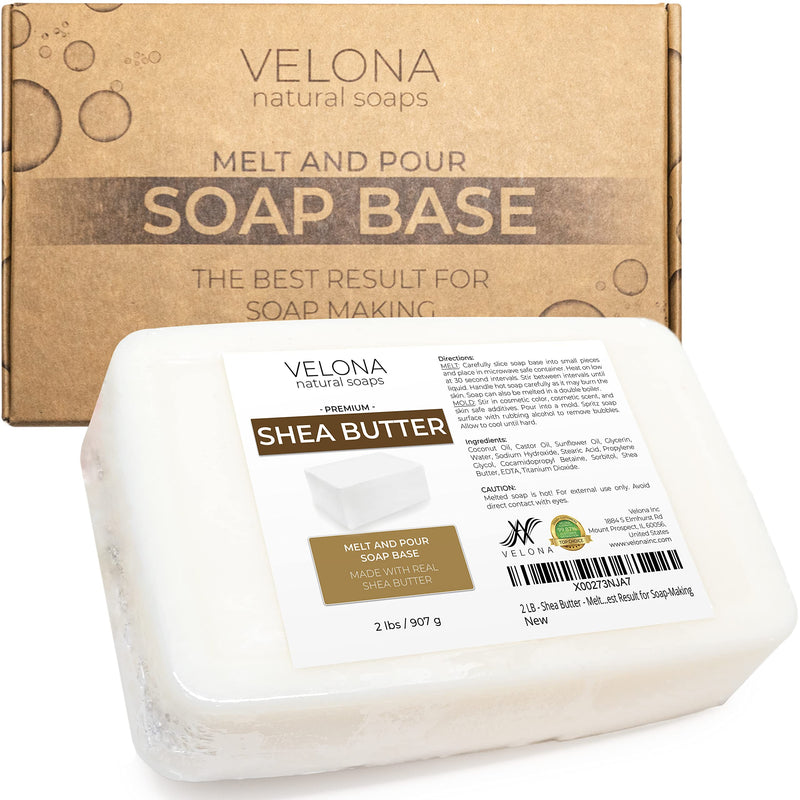 velona 2 LB - Shea Butter - Melt and Pour Soap Base SLS/SLES free | Natural Bars for The Best Result for Soap-Making